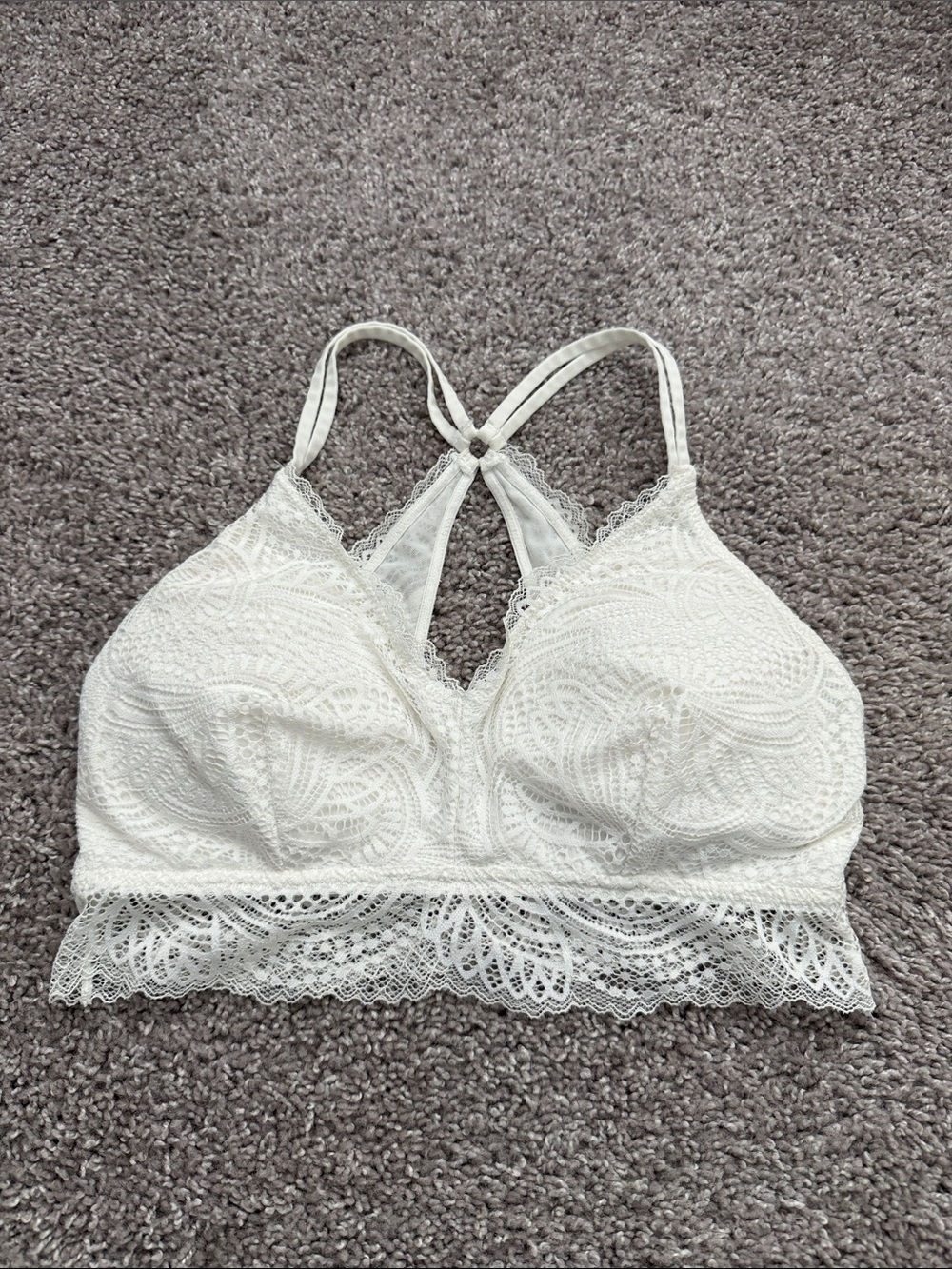 Maurices White Lace Bralette with Strappy Back Detail